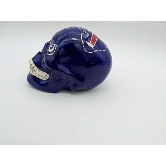 Bills Blue Ceramic Skull Sculpture Collectible Art NFL-Inspired Handpainted W/ T - Picture 8 of 12